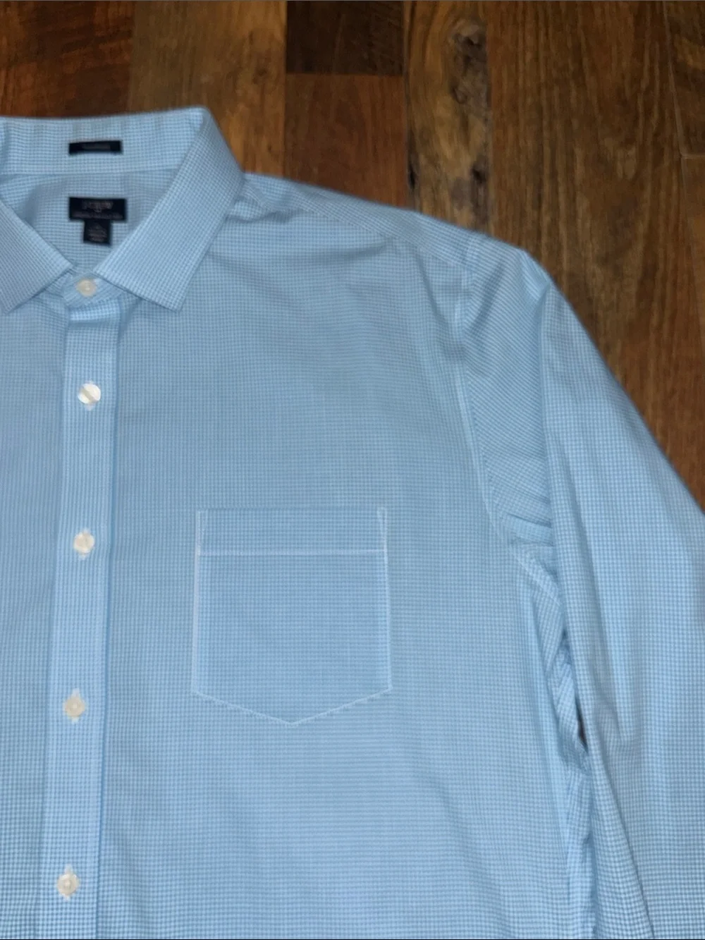J.Crew Thompson Stretch Wrinkle Free Blue Gingham Dress Shirt XL 17-17.5